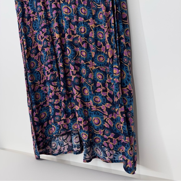 Natural Life Blue Purple Orange Dark Floral Long Sleeve Maxi Dress Nwt Size XL - Picture 7 of 16